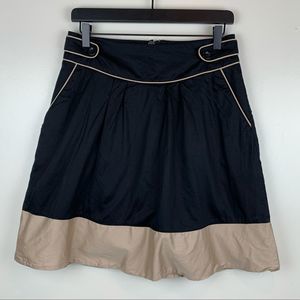 H&M Black Tan Colorblock A Line Skirt 6